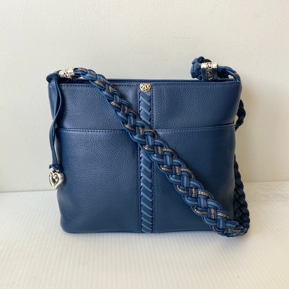 Brighton Beaumont Square Bucket Bag French Blue Leather